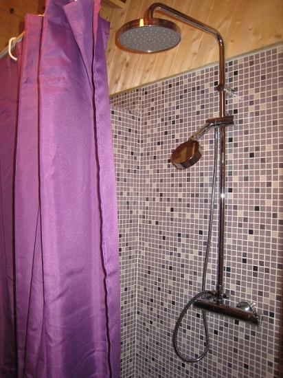 Salle de bain violette - douche